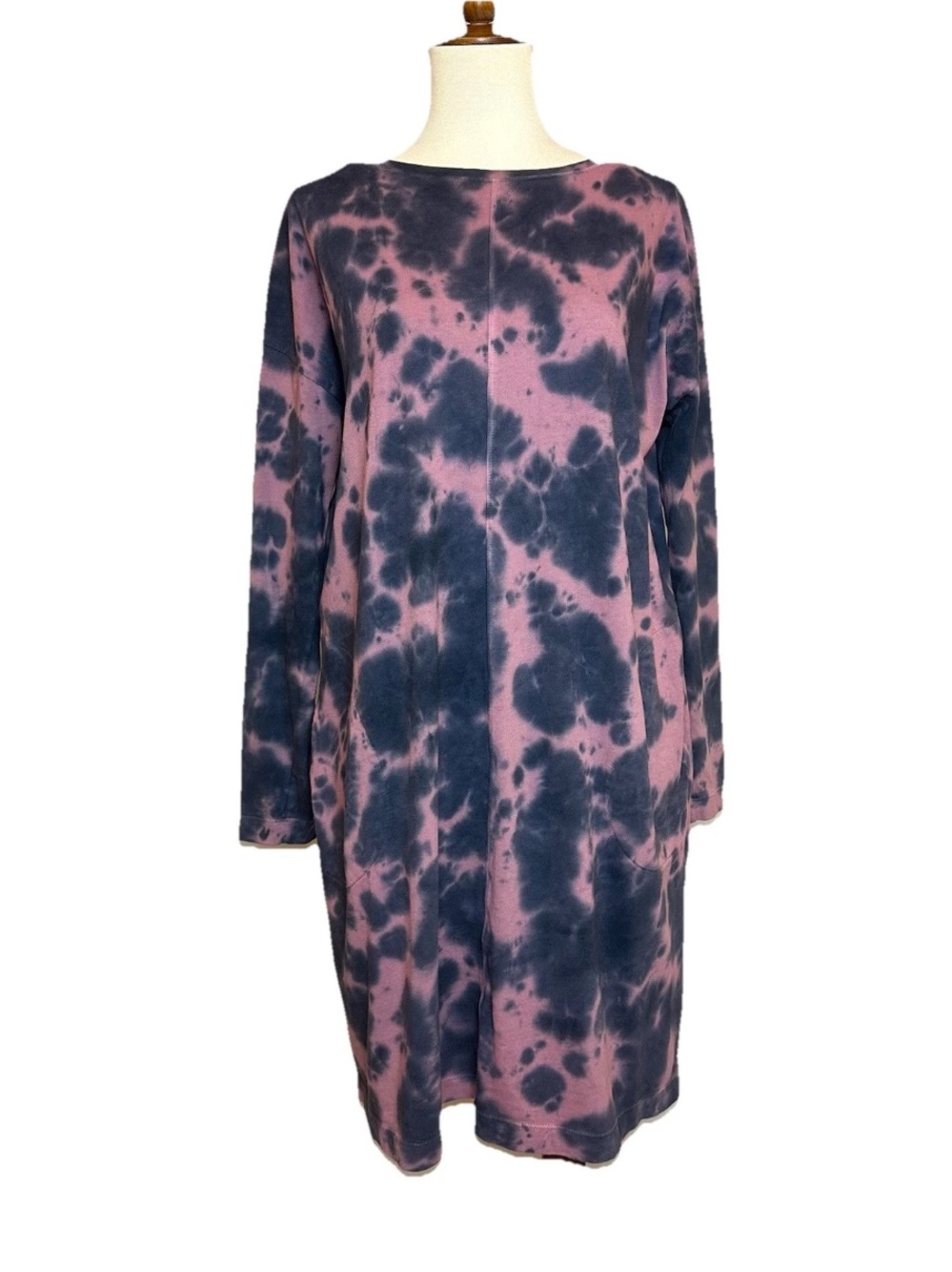 J Jill Pure Jill Cloud Tie-Dyed Knit Dress Long Sleeve 100% Cotton Size S